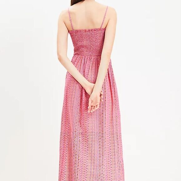 NWT LOFT Beach Zig Zag Smocked Maxi Cami Dress Sz XL - Picture 2 of 3